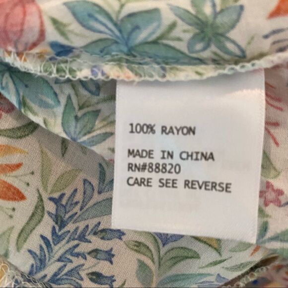 Cynthia Rowley Colorful Floral Ruffle Cotton Top Small - Picture 8 of 9